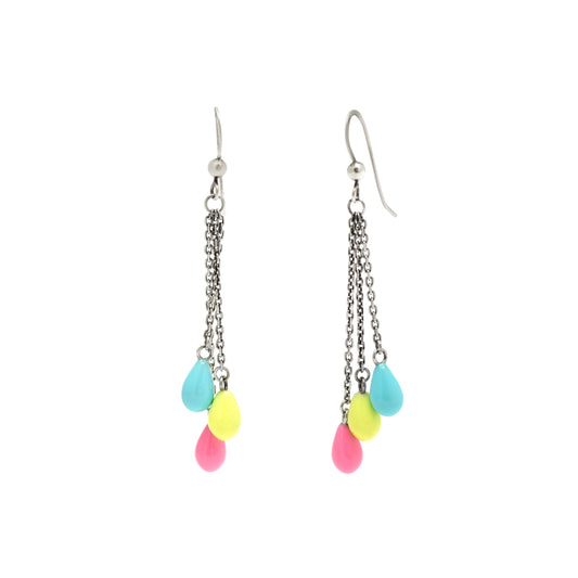 Multicolor Enamel Teardrop Dangle Earrings