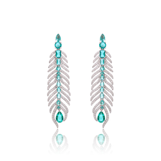 Sparkling Feather Drop Earrings