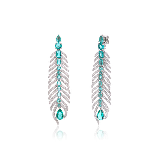 Sparkling Feather Drop Earrings