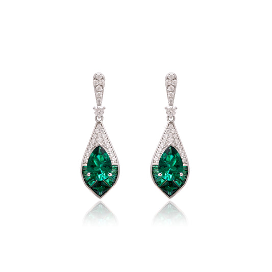 Dazzling Green CZ Drops 925 Sterling Silver