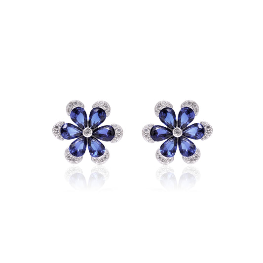 Elegant Flower Cz Studs