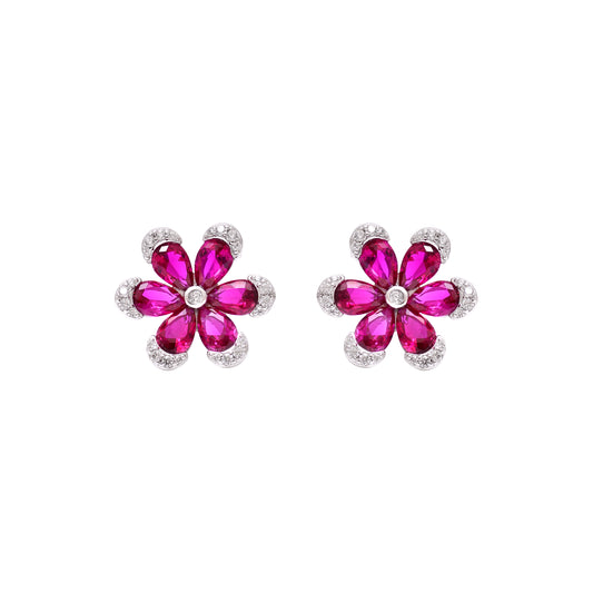 Elegant Flower Cz Studs