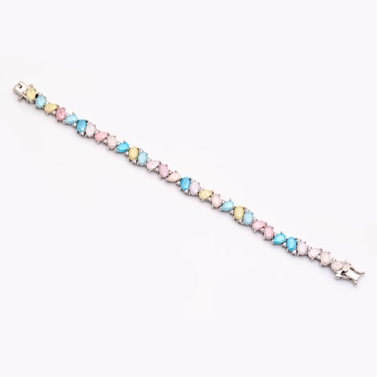 Pastal Crushed Stone Tennis Bracelet 925 Sterling Silver