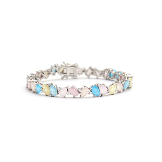 Pastal Crushed Stone Tennis Bracelet 925 Sterling Silver