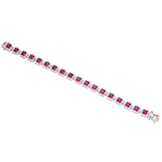 925 Sterling Silver Handcrafted Ruby Zirconia Tennis Bracelet