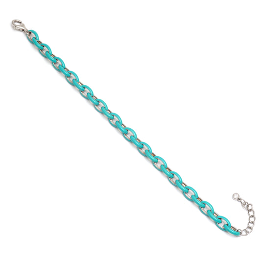 Turquoise Enamel Mariner Link Bracelet