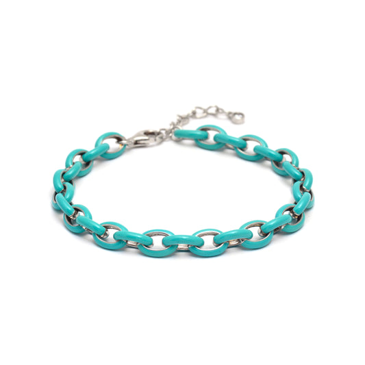 Turquoise Enamel Mariner Link Bracelet