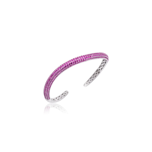 Pave Cubic Zirconia Open Bangle Bracelet