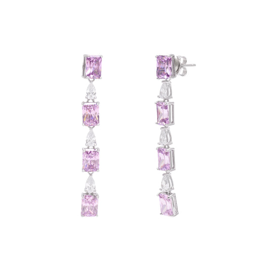 Pink Stone Dangle Earrings 925 Sterling Silver