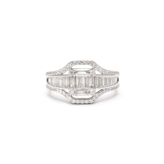 Baguette Cluster Ring 925 Sterling Silver