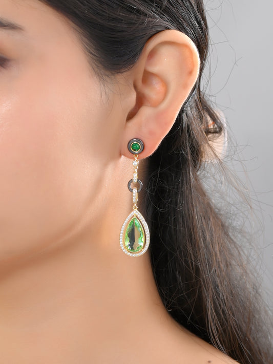 Emerald Glow Dangling Earrings