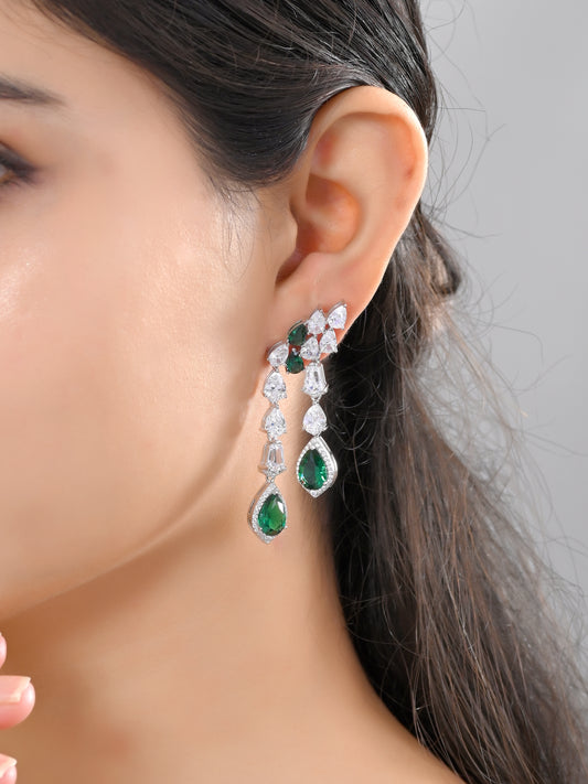 Emerald Cascade Dangling Earrings