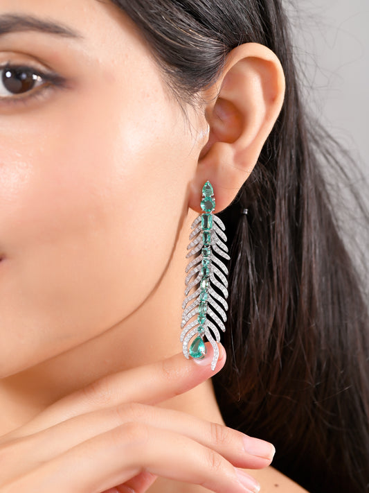 Sparkling Feather Drop Earrings