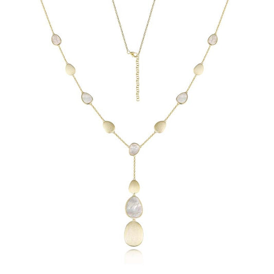 Golden Aura Sterling Silver Necklace with Mother of Pearl