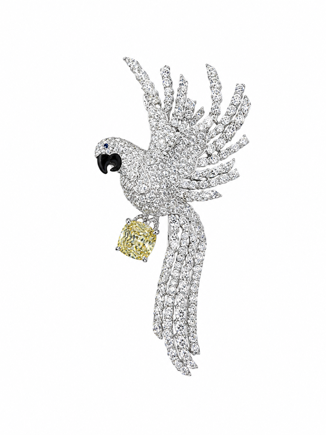 Designer Crystal Parrot Brooch