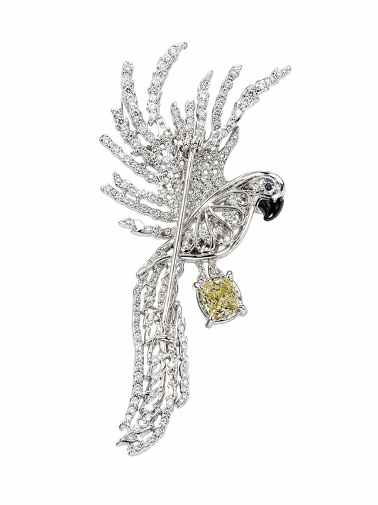 Designer Crystal Parrot Brooch
