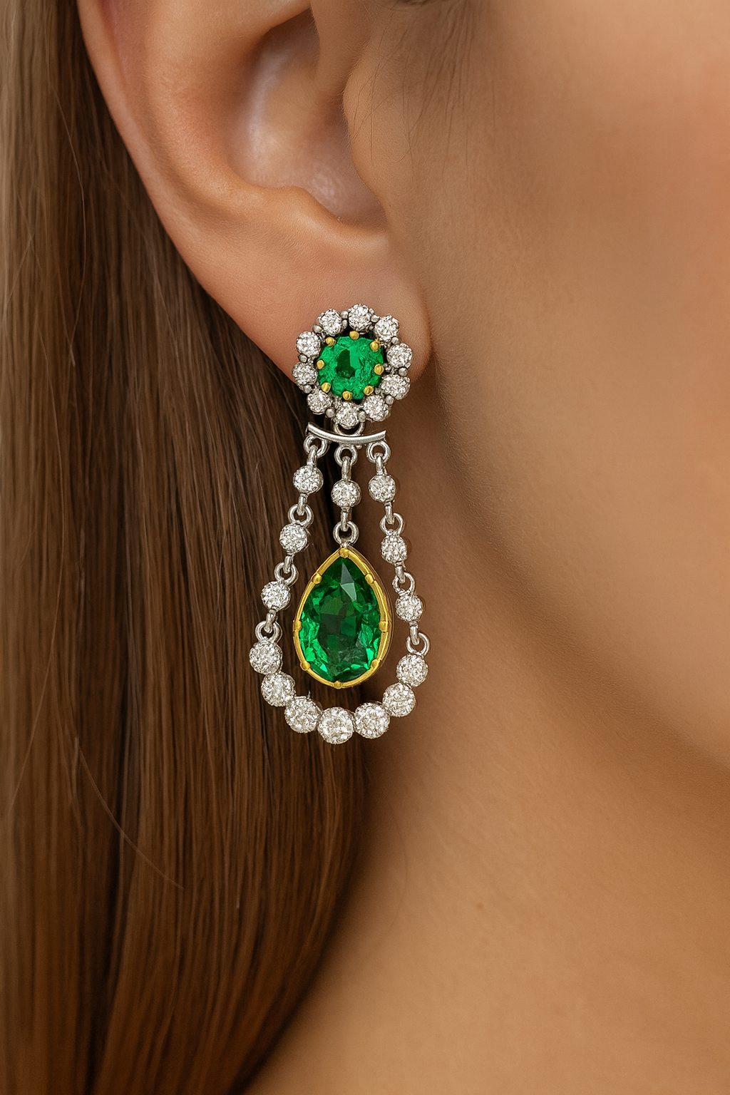 Emerald Drop Statement Earrings