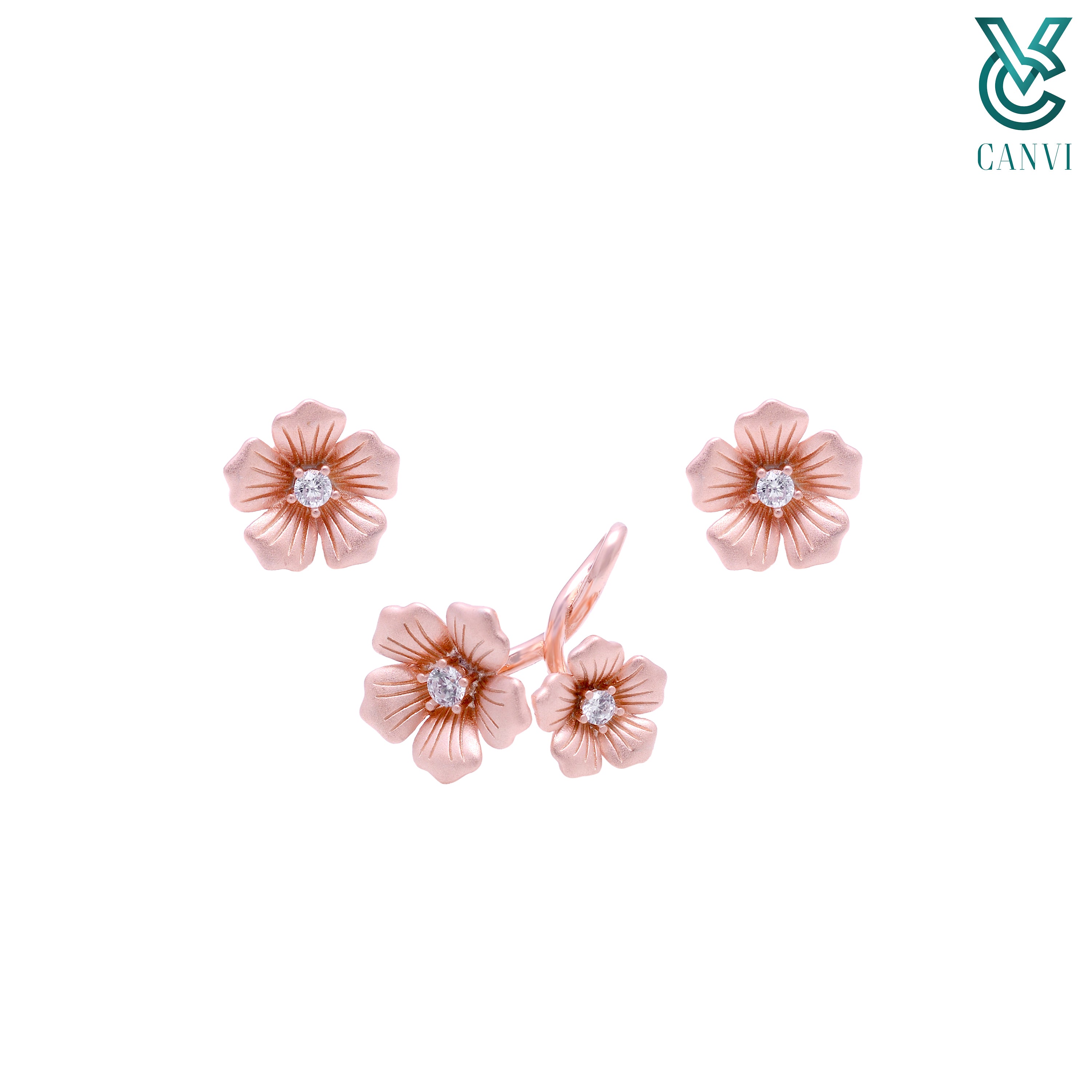 Rose Gold Bliss CZ Pendant Set