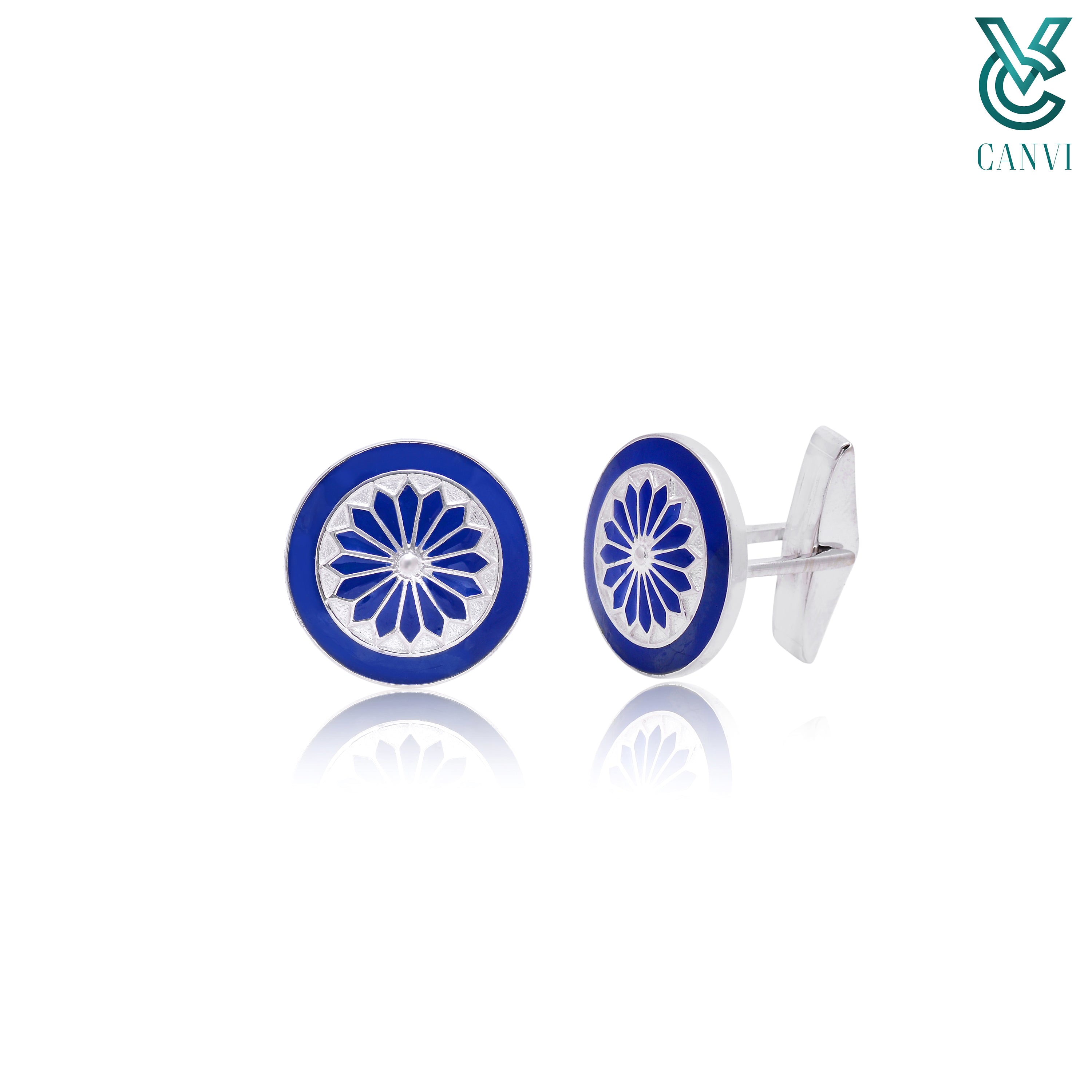 Enamel Elegance Silver Cufflinks