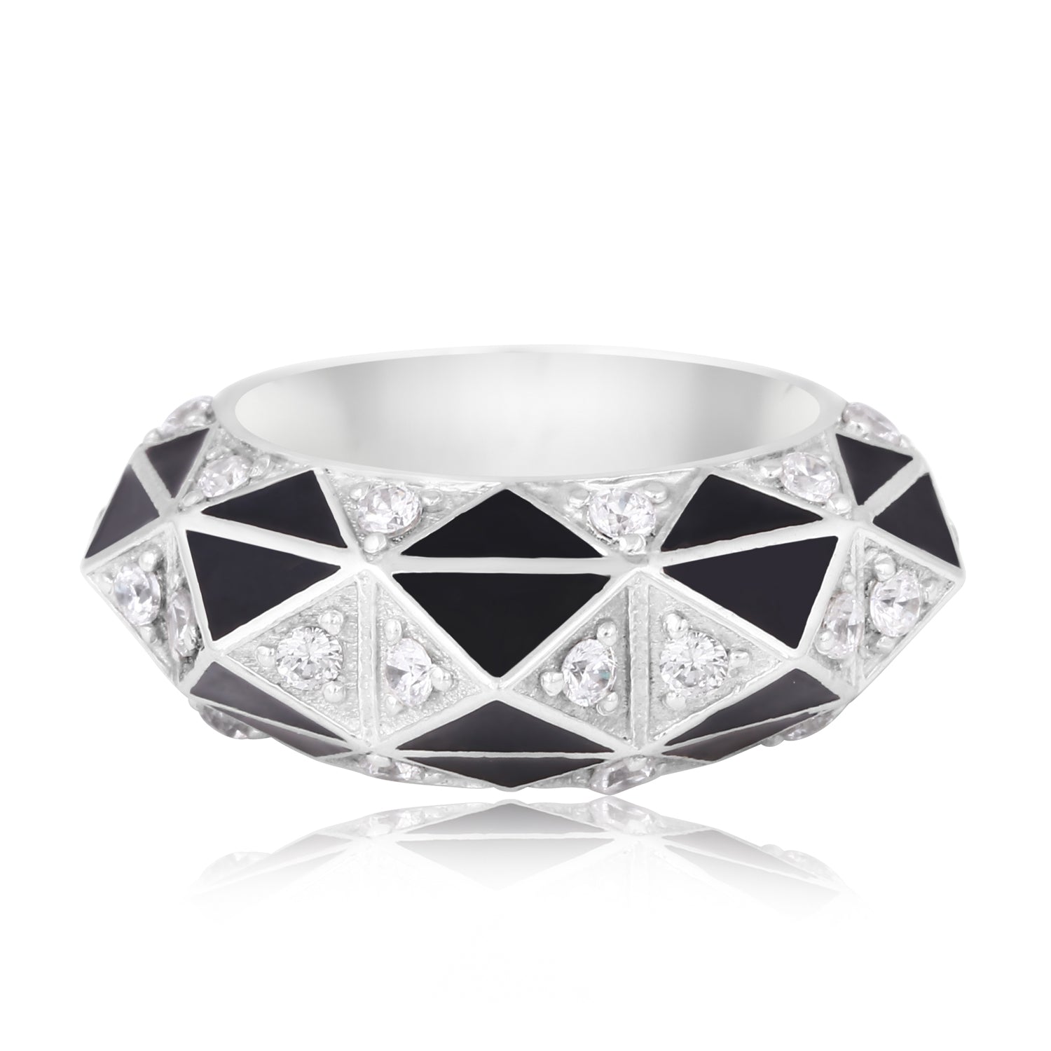 Radiant Enigma Geometric Ring
