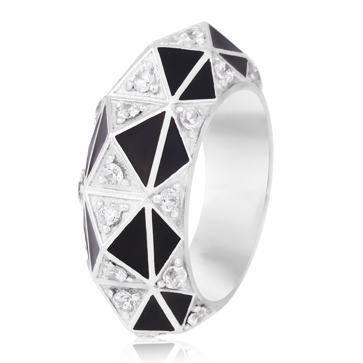 Radiant Enigma Geometric Ring