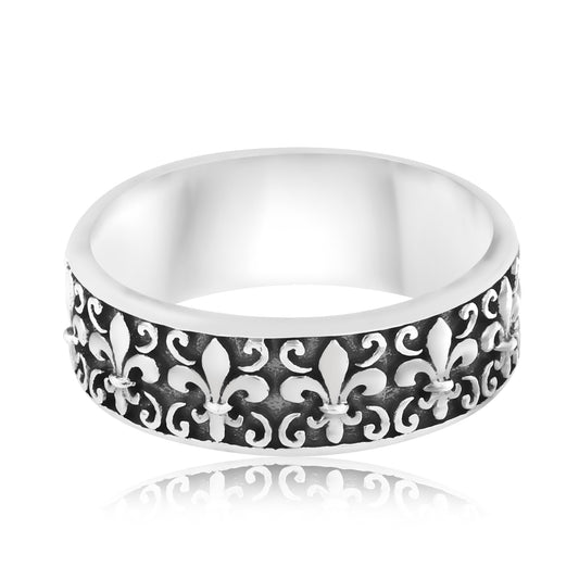 Engraved Fleur Noir Ring