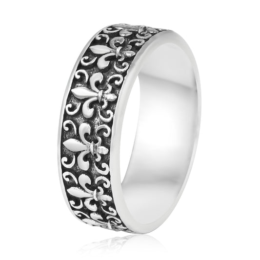 Engraved Fleur Noir Ring