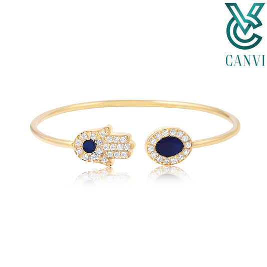 Golden Enamel Zircon Cuff