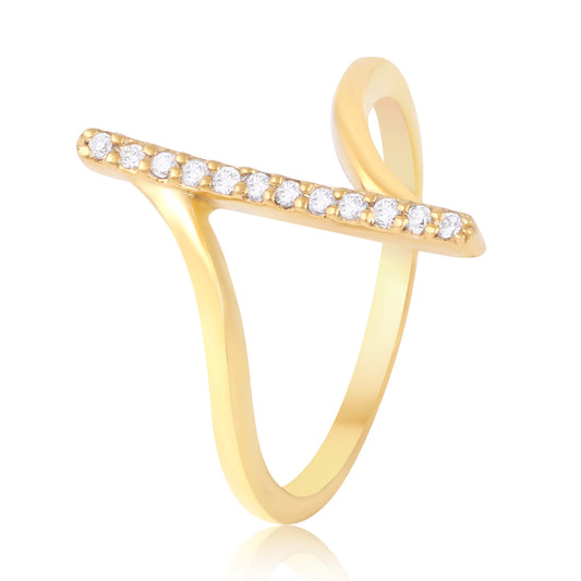 Golden Luminescence Cubic Zircon Ring