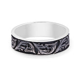 Timeless Engravings Oxidized Silver Band