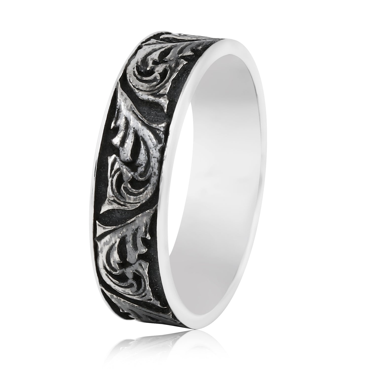 Timeless Engravings Oxidized Silver Band