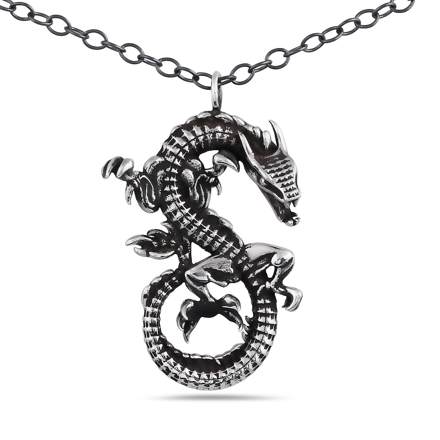 Mythical Guardian Oxidized Dragon Pendant