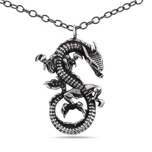 Mythical Guardian Oxidized Dragon Pendant