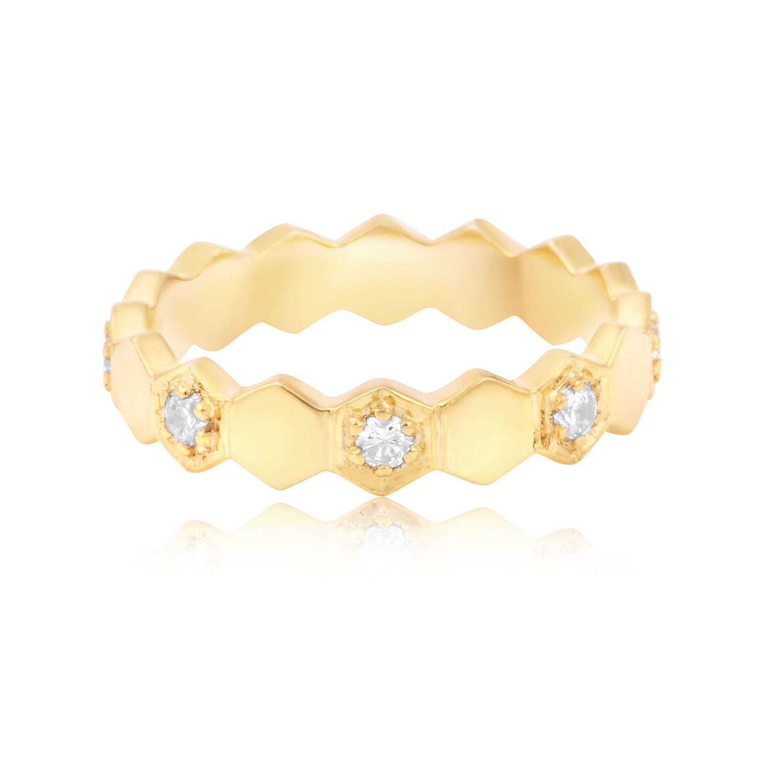 Eternal Radiance Gold Ring with Cubic Zircon