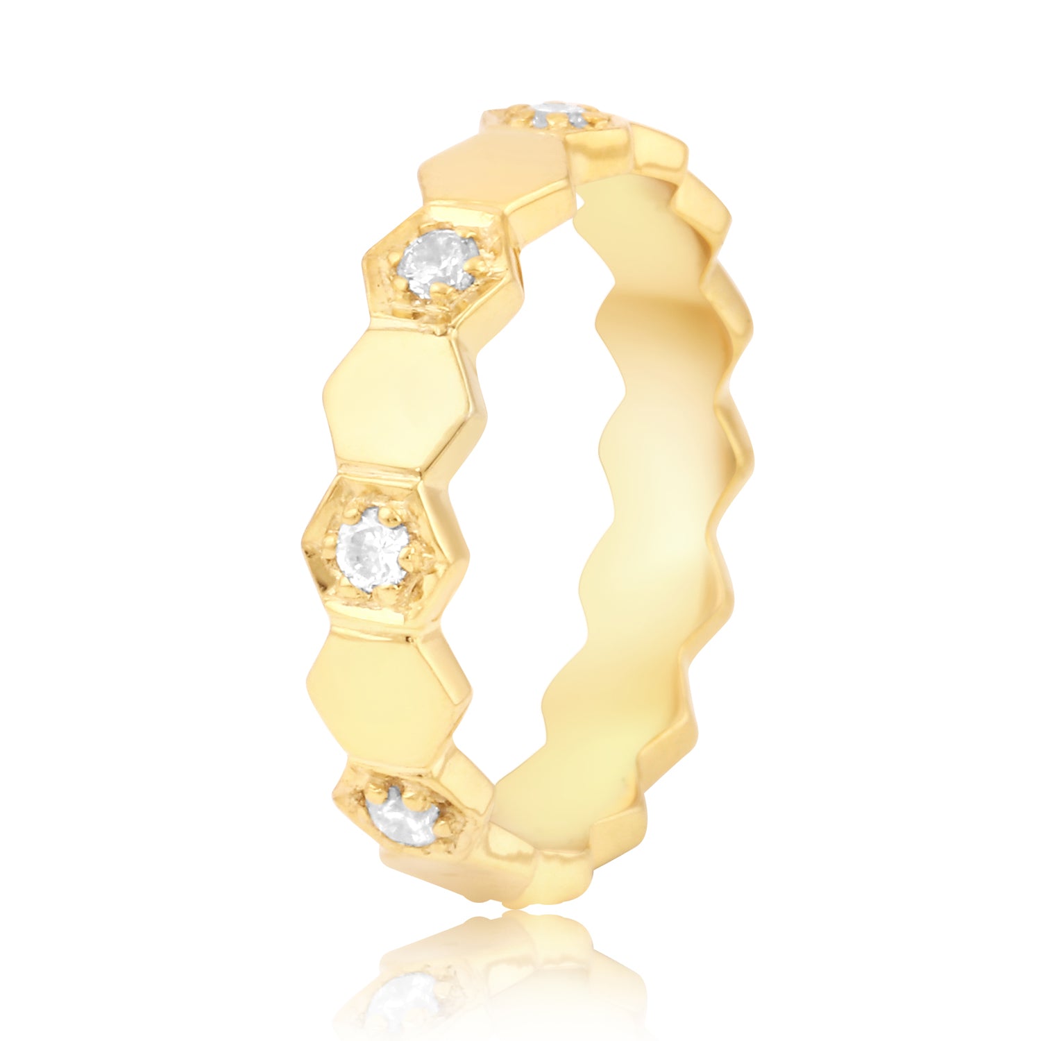 Eternal Radiance Gold Ring with Cubic Zircon