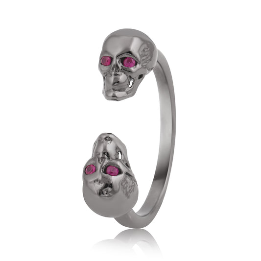 Skull Sterling silver Ruby Studded Ring