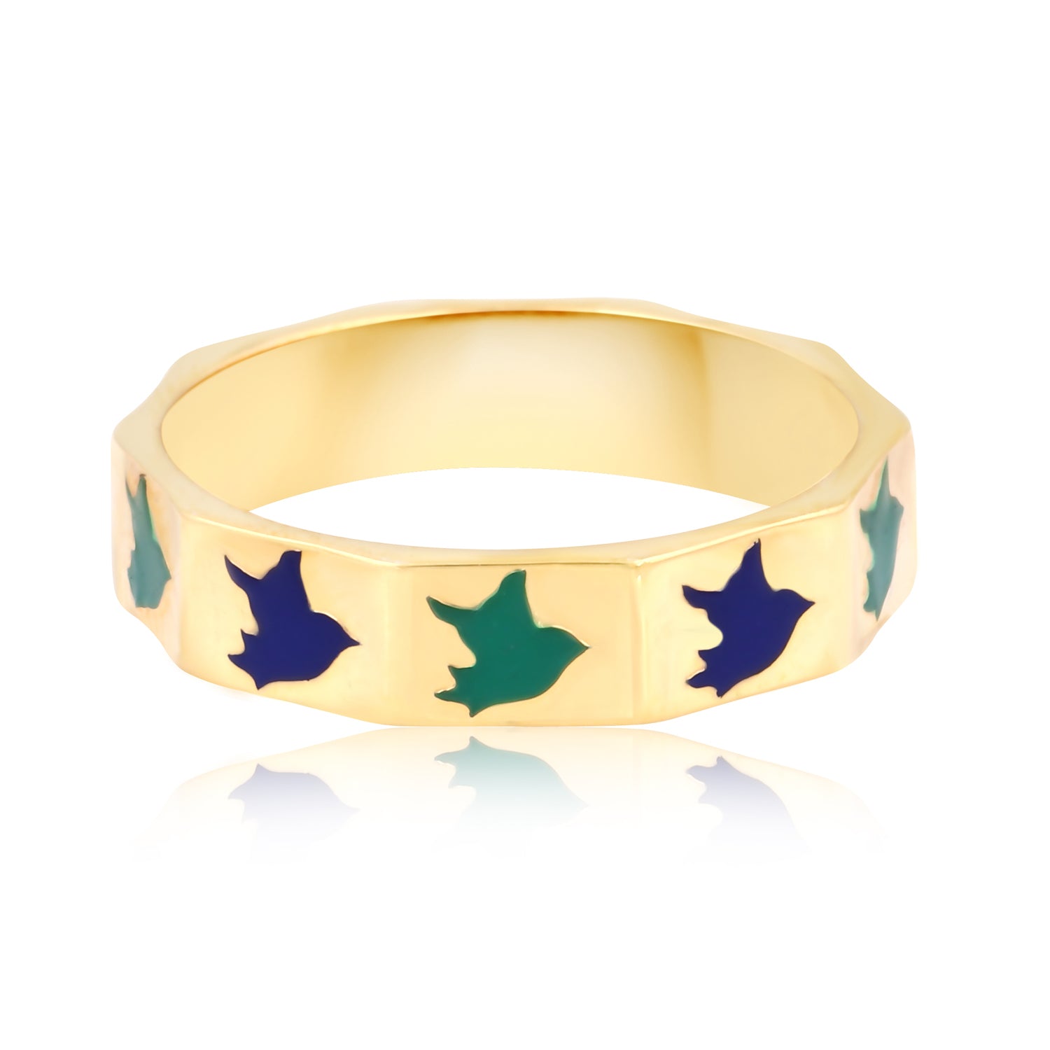 Chirping bird Gold Ring Band