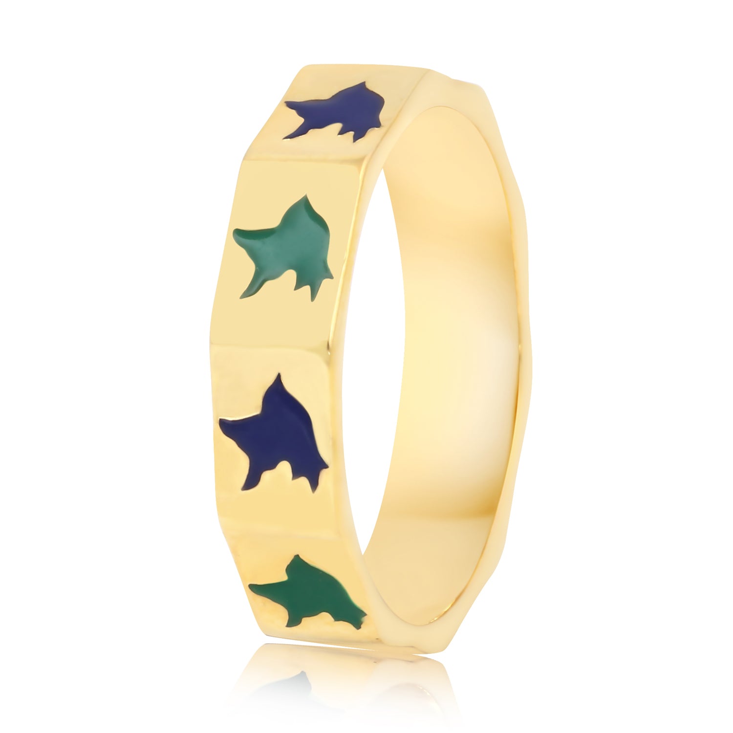 Chirping bird Gold Ring Band