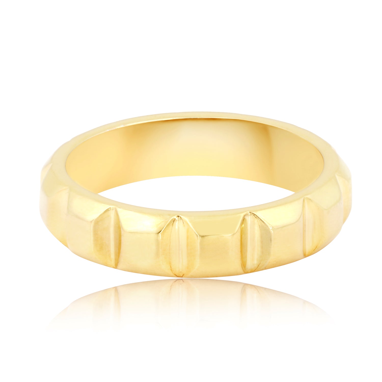 Gold Block Pattern Ring Band for Men