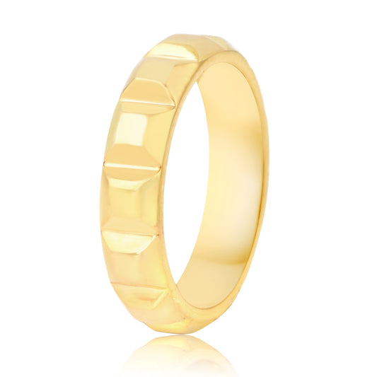 Gold Block Pattern Ring Band for Men