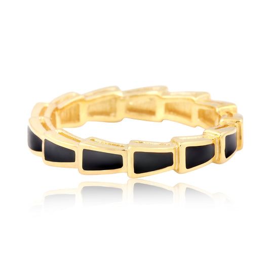 Serpent Black Enamel Ring