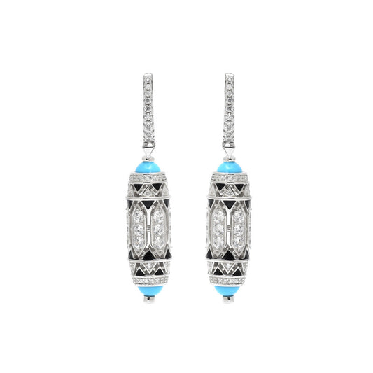 Art Deco Turquoise Diamond Earrings