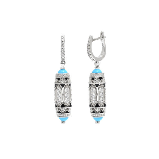 Art Deco Turquoise Diamond Earrings