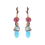 Rose with Turquoise Teardrop Earrings