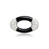 Silver Black enamel Diamond Brooch