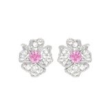 Pink Sapphire Flower Earrings