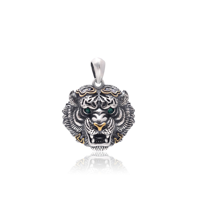 Silver Oxidized Tiger Pendant