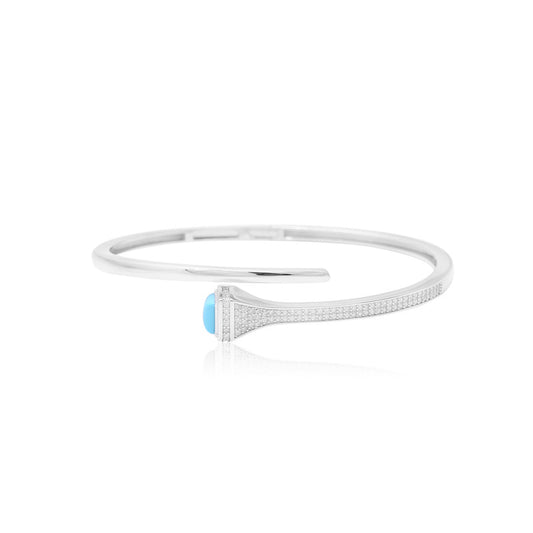 925 sterling silver studded turquoise openable bangle