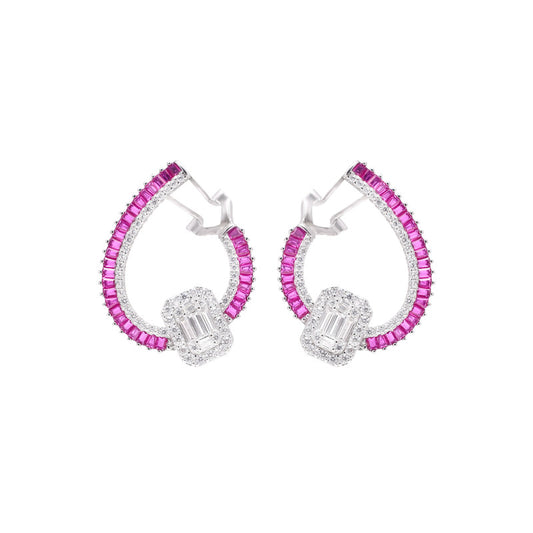 pink diamond hoop earrings