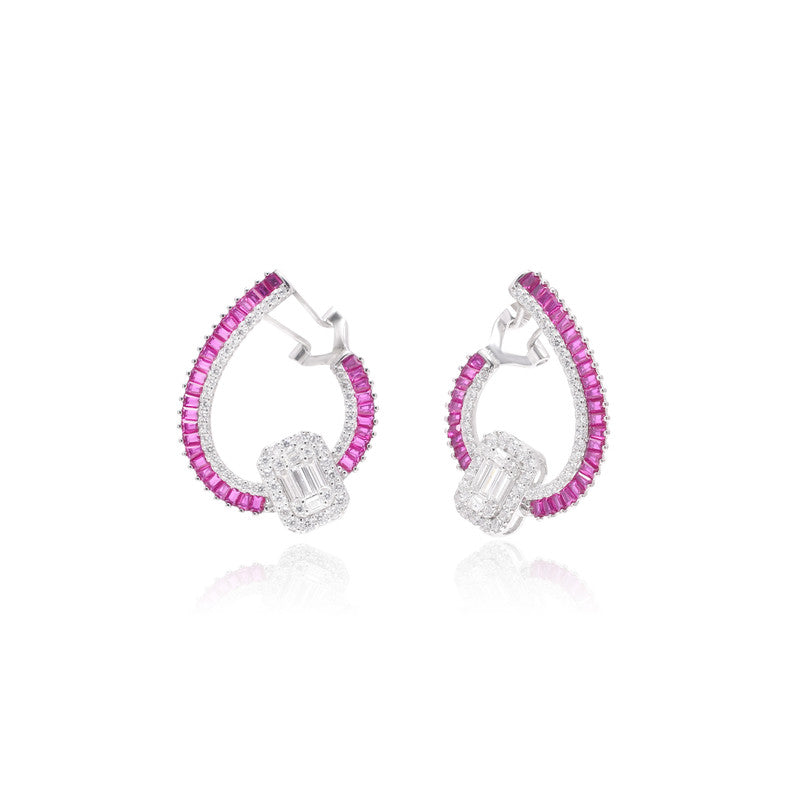 pink diamond hoop earrings